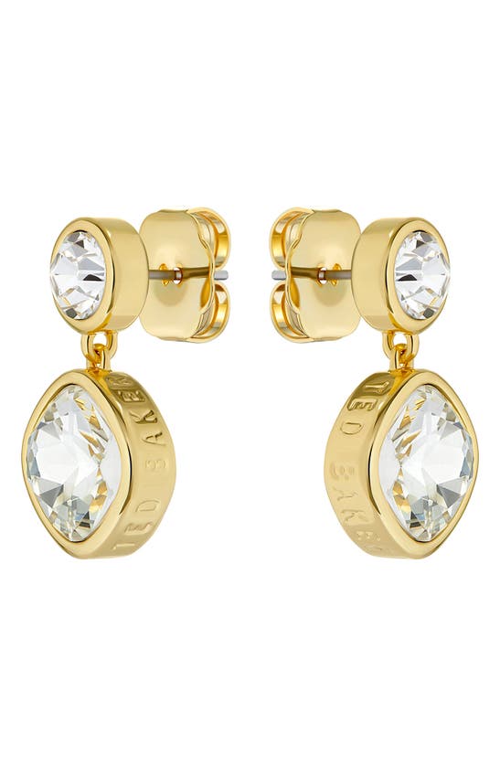 Shop Ted Baker Craset Crystal Drop Earrings In Gold Tone/ Clear Crystal
