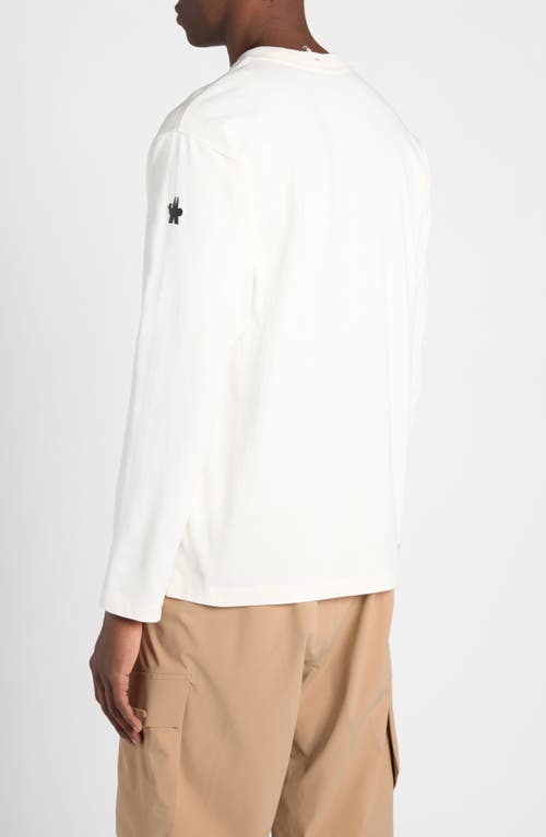 Shop Moncler Grenoble Logo Long Sleeve Cotton T-shirt In White