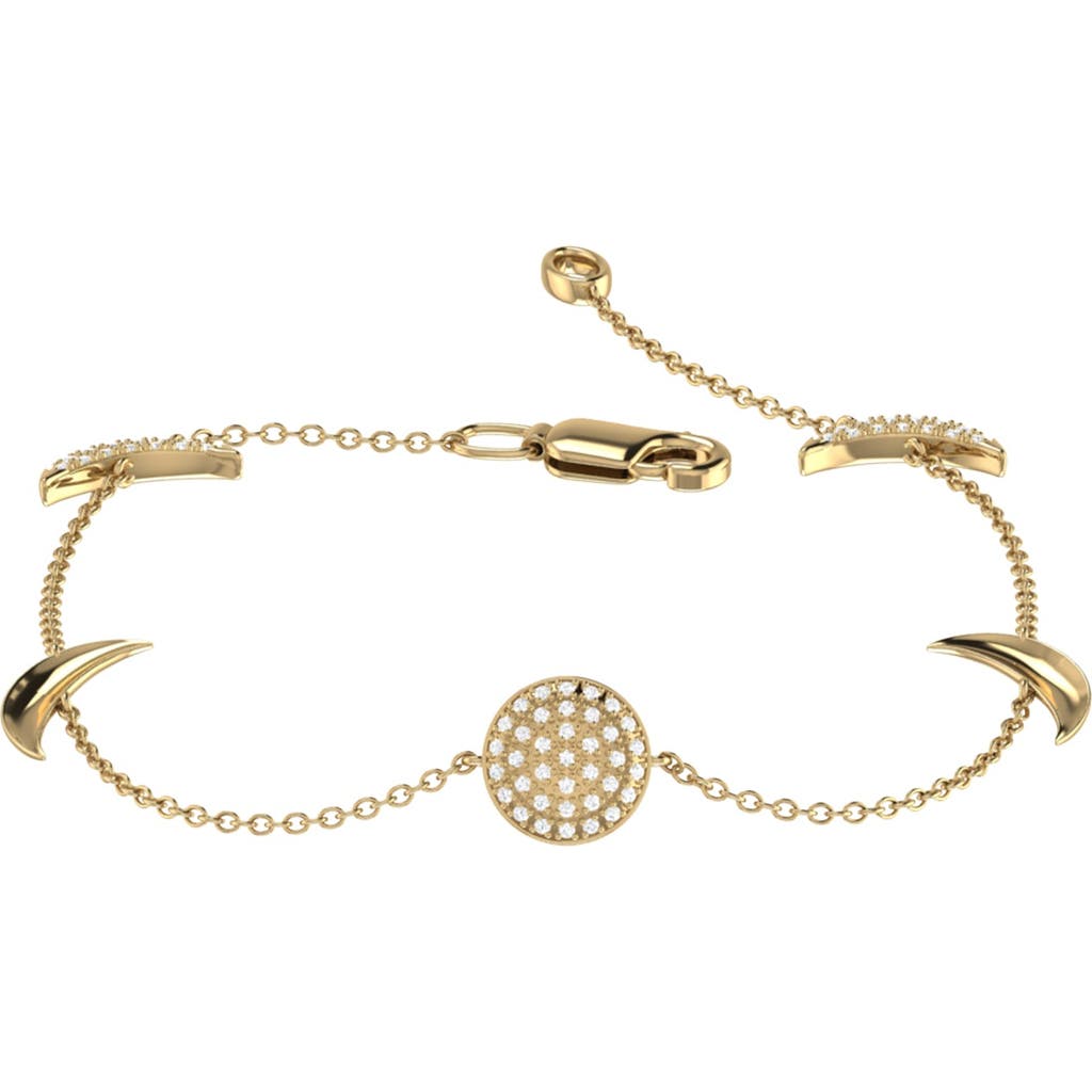 Luvmyjewelry Moonlit Sterling Silver Diamond Bracelet In 14kt Gold Vermeil On Sterling
