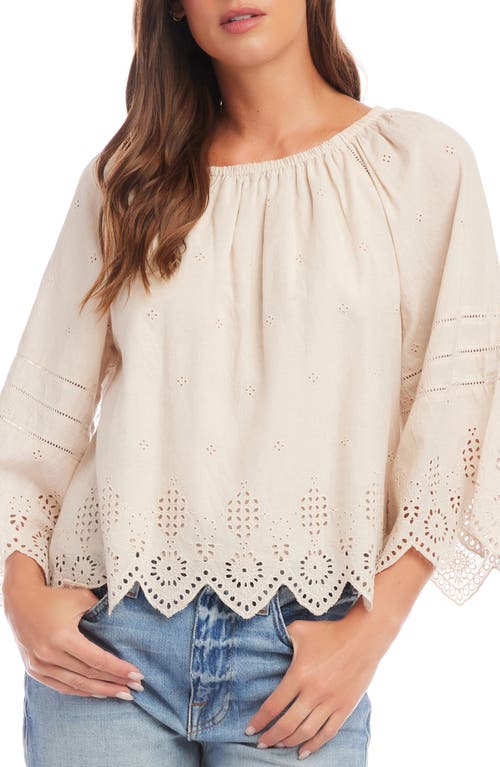 Karen Kane Eyelet Embroidered Cotton Top Khaki at Nordstrom,