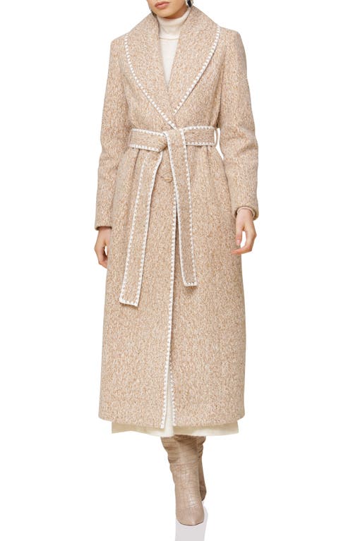 Shop Avec Les Filles Blanket Stitch Coat In Camel Melange