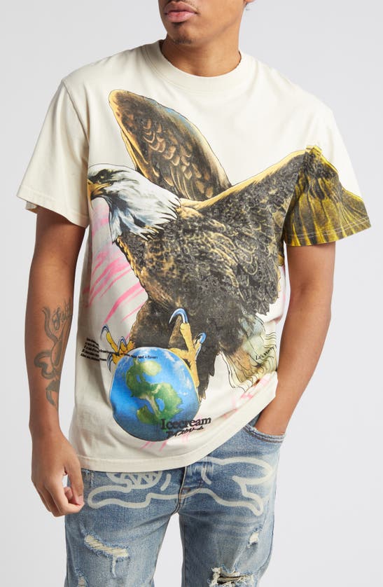 Icecream Fear Of A Rich Planet Graphic T-shirt In Antique White