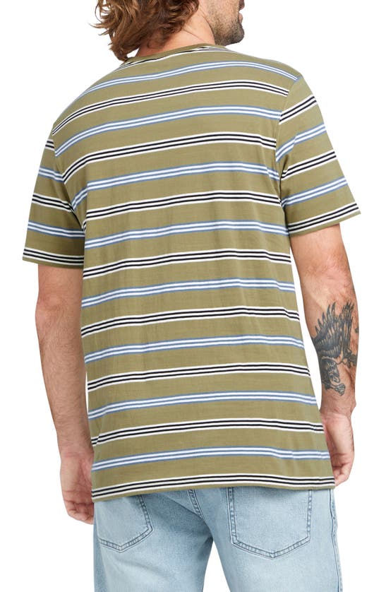 Shop Volcom Bongo Stripe Pocket T-shirt In Thyme Green