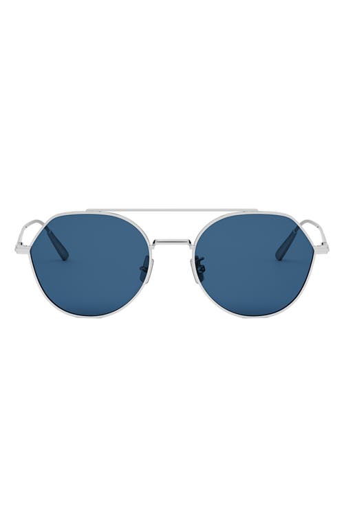 'Diorblacksuit R6U 54mm Geometric Sunglasses in Shiny Palladium /Blue at Nordstrom