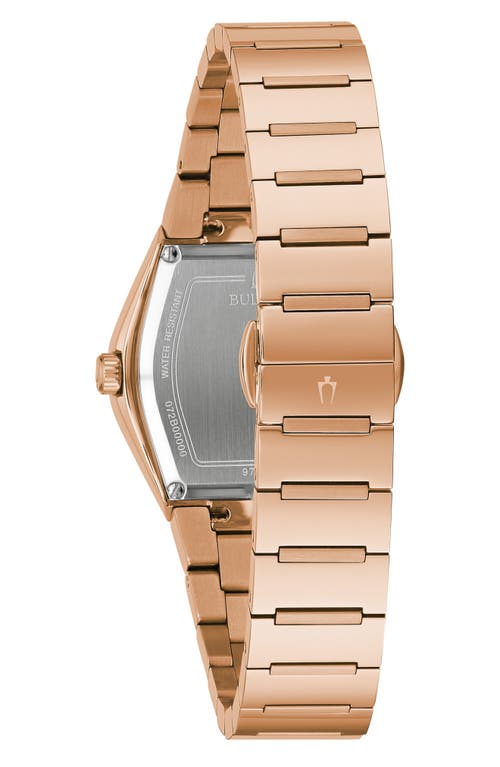 Bulova Modern Gemini Womens Diamond Accent Rose Goldtone Stainless Steel Bracelet Watch 97p158 In Transparent