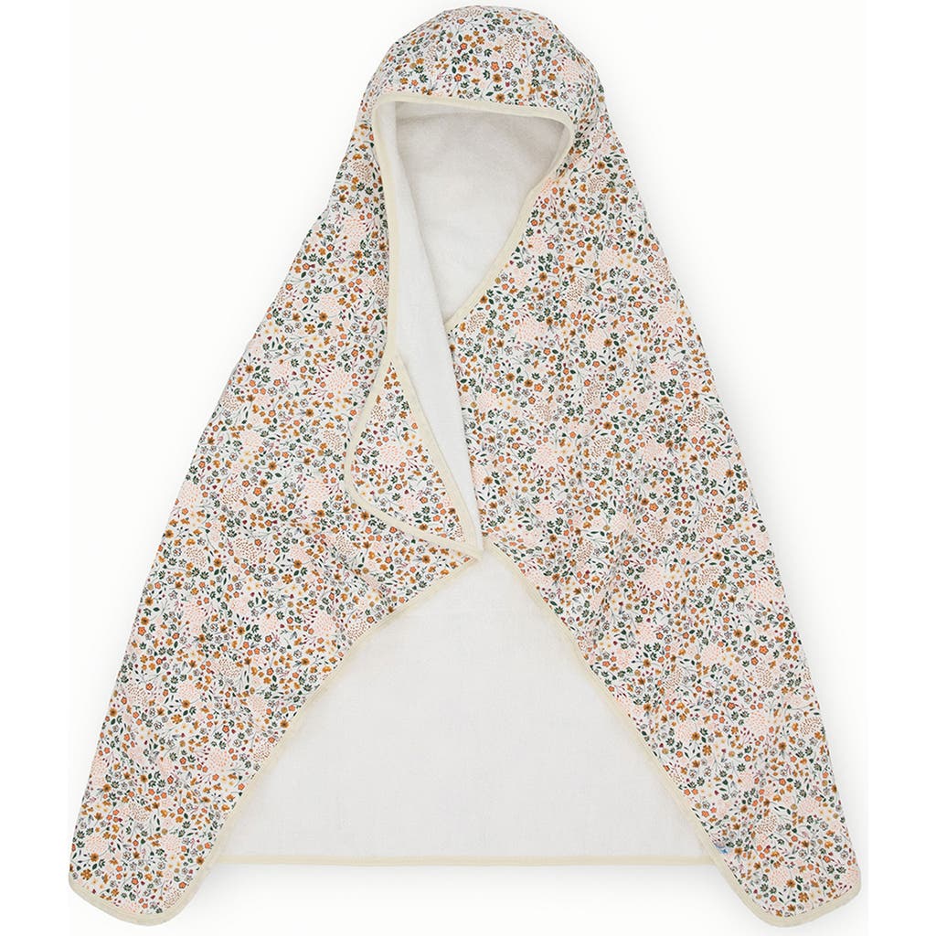 Little Unicorn Cotton Muslin & Terry Hooded Towel In Pressed Petals