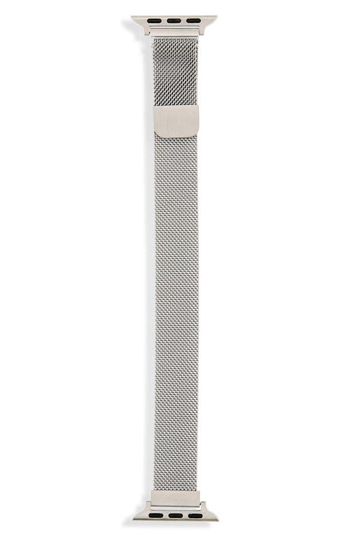 Shop The Posh Tech Skinny Stainless Steel Mesh Apple  Watch Replacement Band In Silver