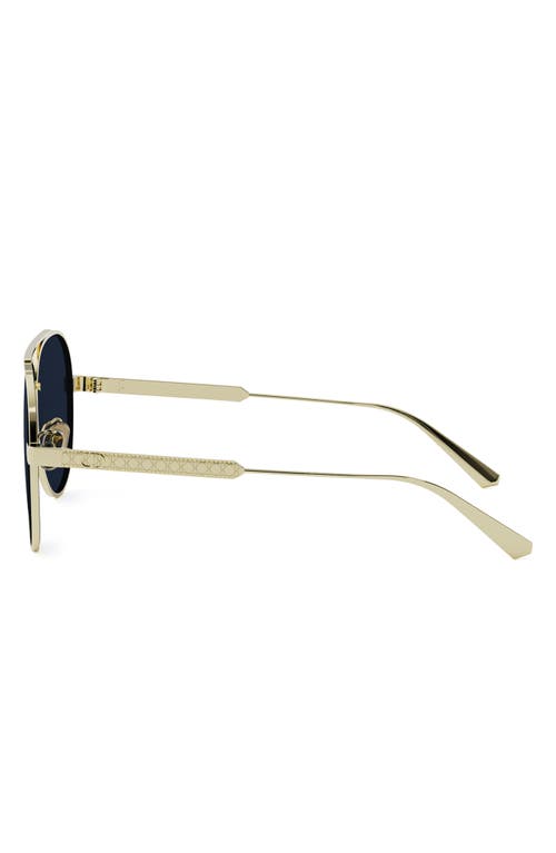 Shop Dior 'cannage A1u 61mm Pilot Sunglasses In Gold/solid Blue Lenses