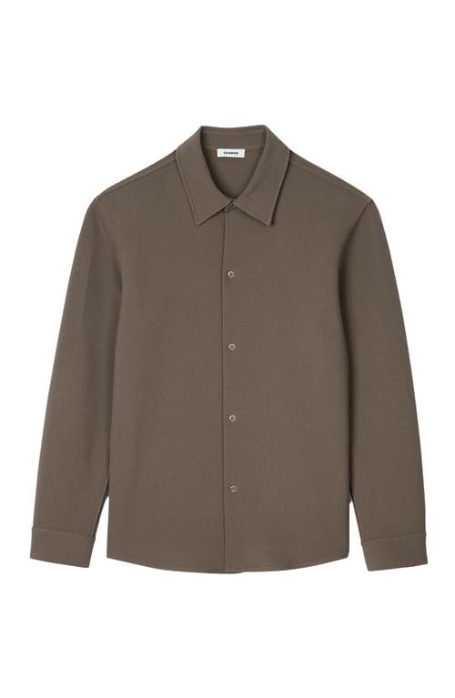 Shop Sandro Long-sleeved Jersey Shirt In Taupe