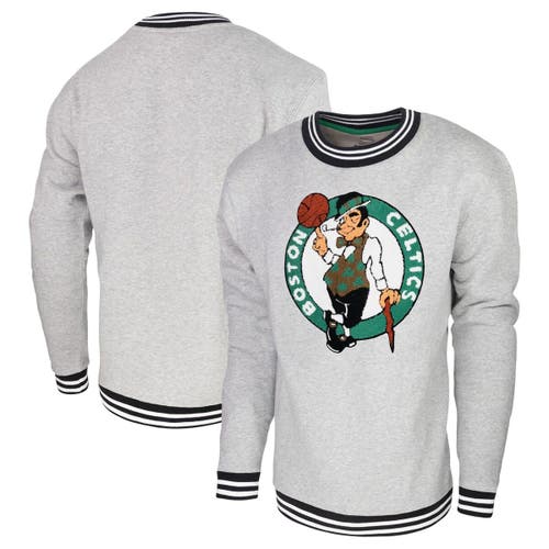 Men's Stadium Essentials Heather Gray Boston Celtics Club Level Pullover Sweatshirt