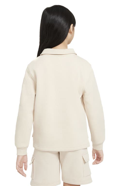 Shop Nike Kids' Sportswear Club Fleece Long Sleeve Top In Sanddrift/white