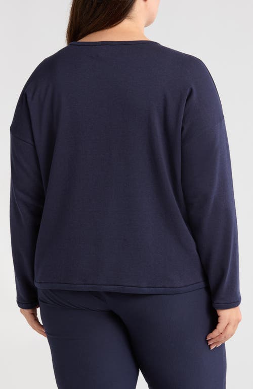 Eileen Fisher Crewneck Long Sleeve Longline Top In Ink