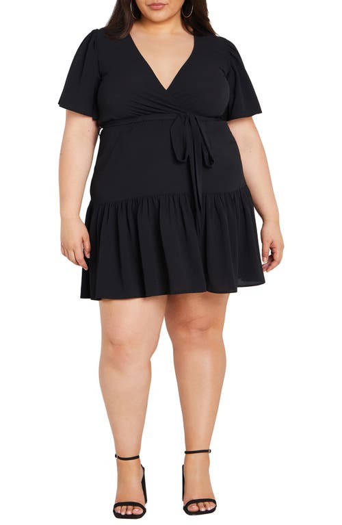 City Chic Catherine Tiered Flutter Sleeve Faux Wrap Dress at Nordstrom