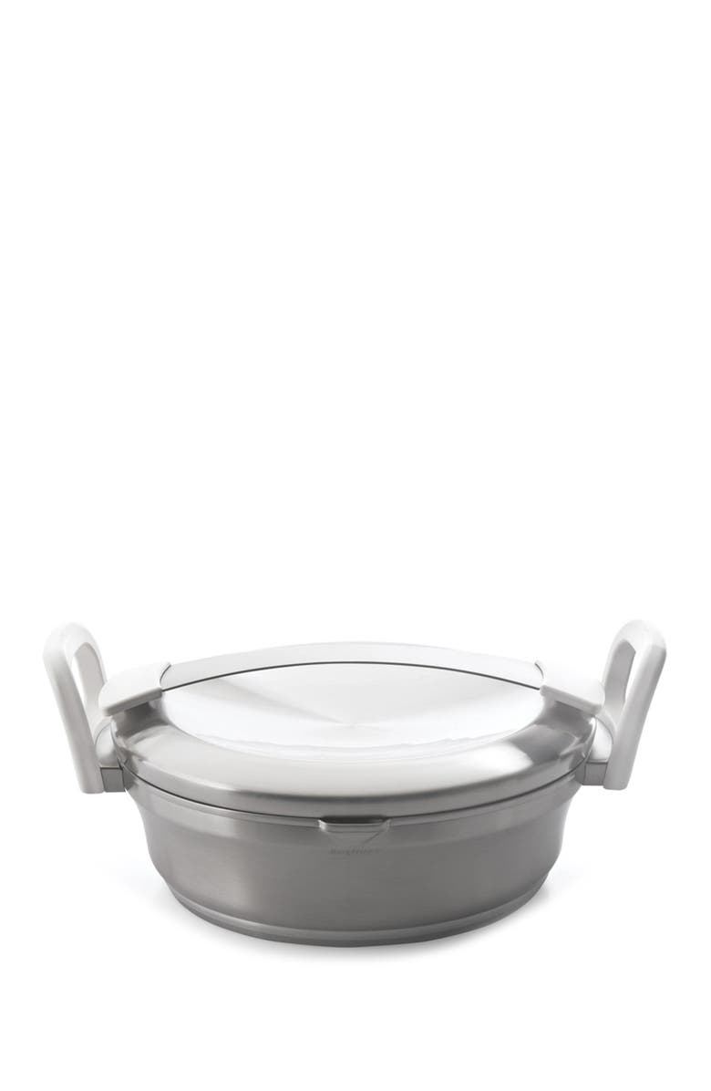 BERGHOFF INTERNATIONAL Stainless Steel 2-Handle Covered Deep Skillet, Main, color, SILVER