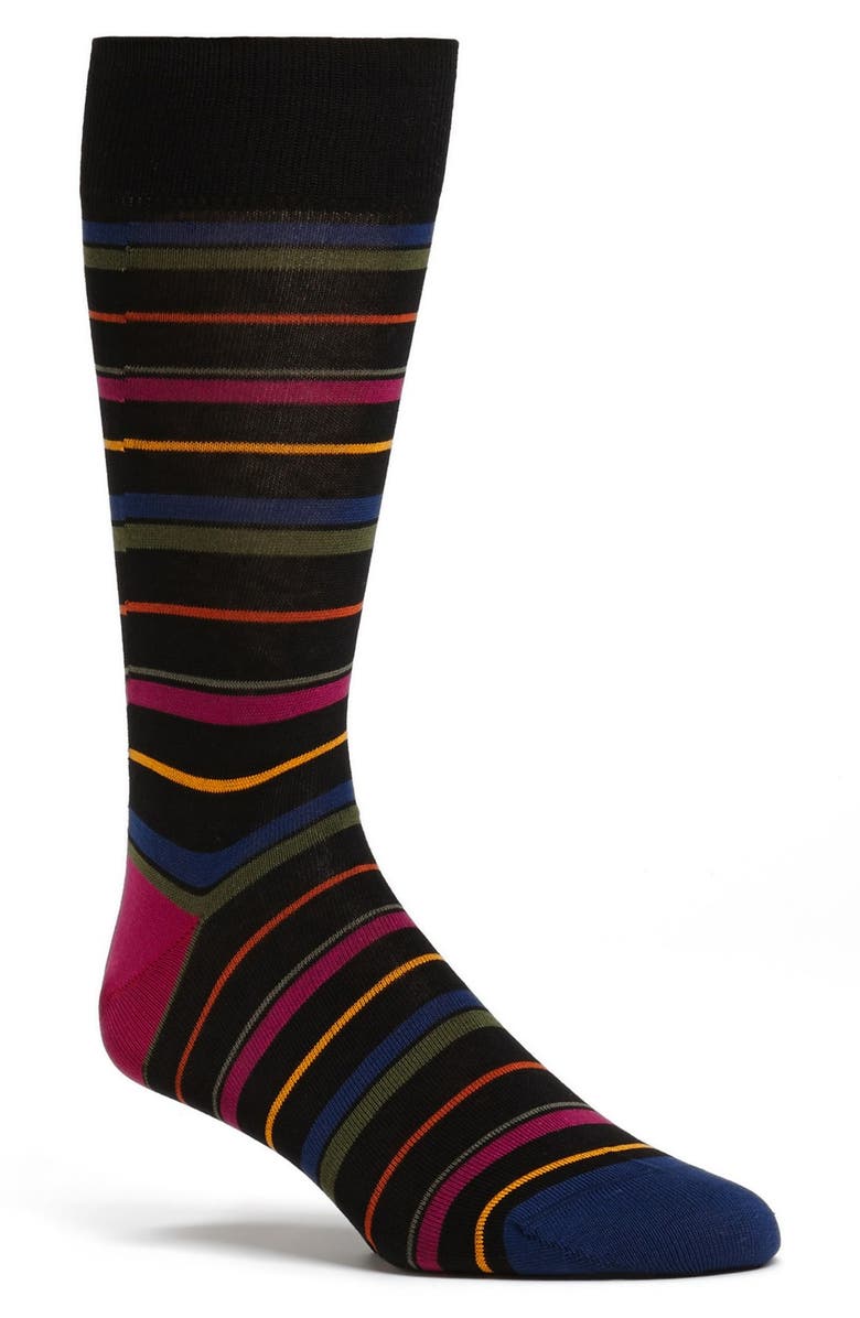 Bugatchi Stripe Mercerized Cotton Blend Socks | Nordstrom