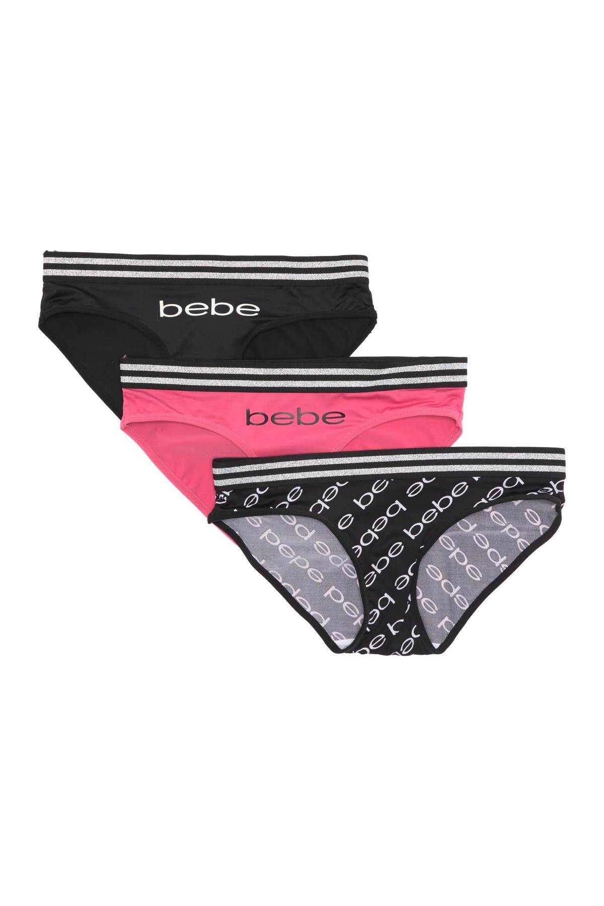 Bebe Logo Stripe Microfiber Bikini Panties Pack Of 3 Hautelook