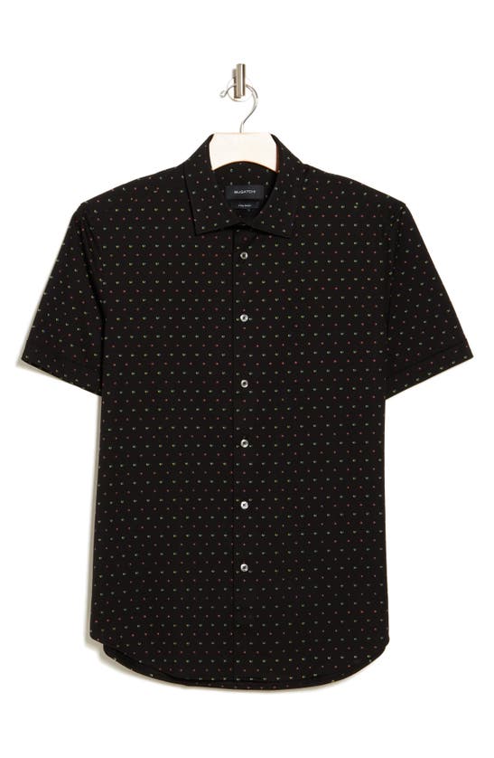 Shop Bugatchi Short Sleeve Woven Shirt In Black