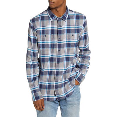 Vans Banfield Iii Plaid Button-Up Flannel Shirt, Grey