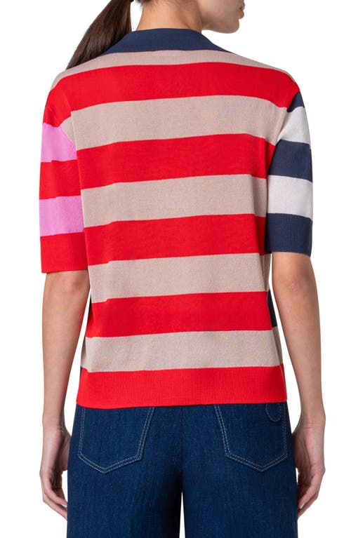 AKRIS PUNTO AKRIS PUNTO COLORBLOCK STRIPE SWEATER POLO 