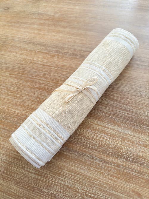 Anaya Beach Club Stripe Indoor Outdoor Table Runner In Sandy Beige