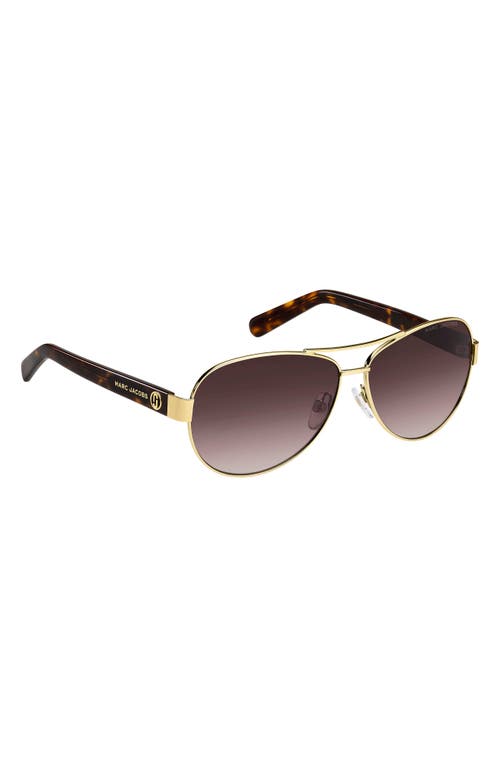Shop Marc Jacobs 60mm Aviator Sunglasses In Gold Havana/brown Gradient