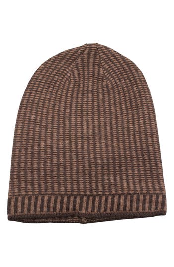 Portolano Stitch Slouchy Knit Beanie In Brown