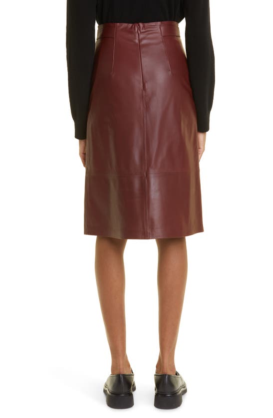Vince Leather Pencil Skirt In Dark Cinnamon Stick