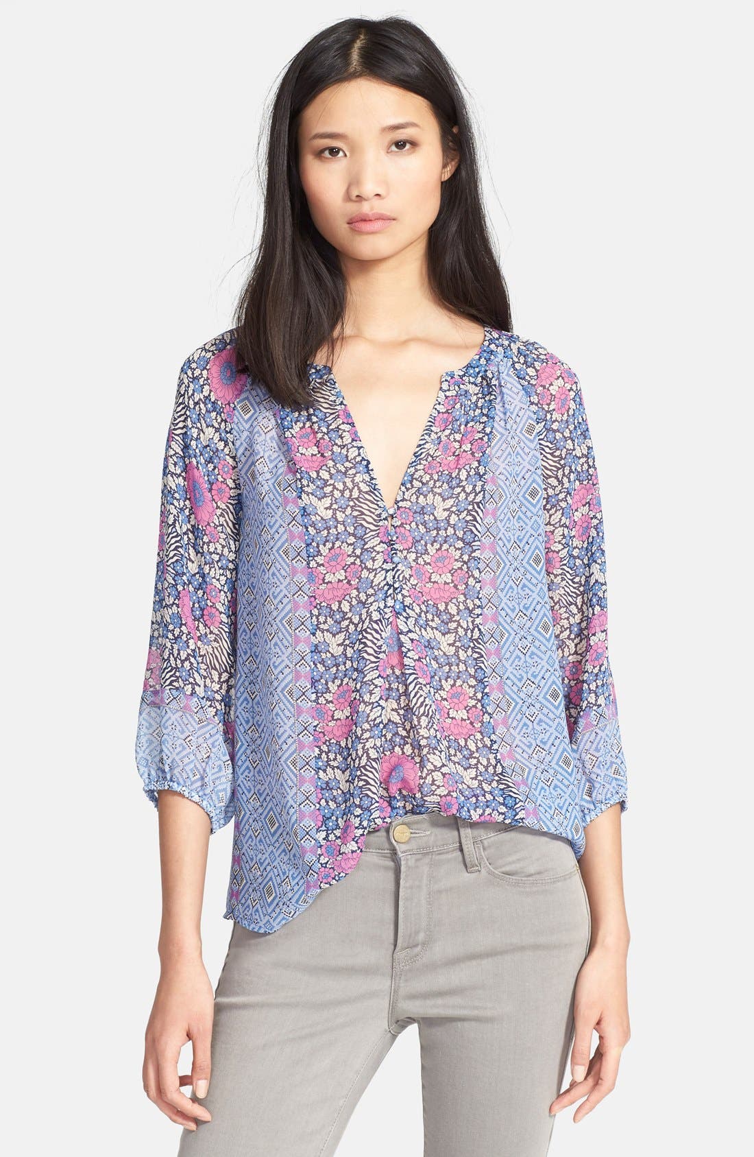 Joie 'Gloria B' Mixed Print Silk Top | Nordstrom