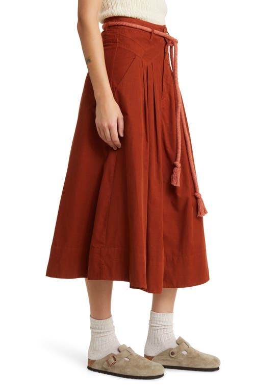 The Great The Field Cotton Corduroy Midi Skirt In Strawberry Jam