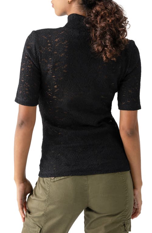 Shop Sanctuary Lace Jacquard Mock Neck Top In Black