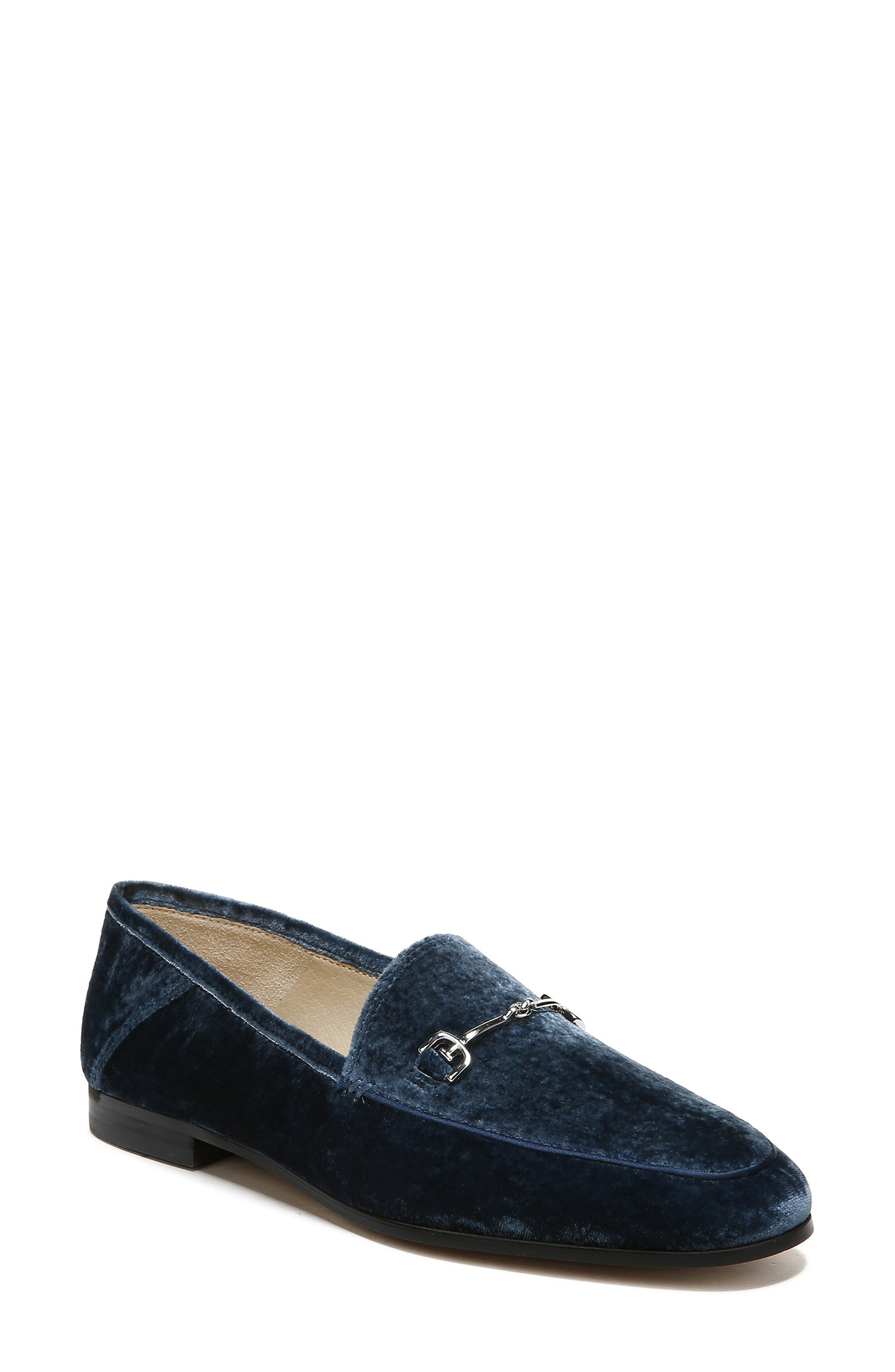 navy blue and white loafers