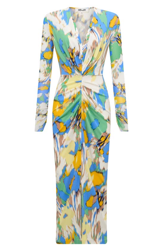 Shop Dvf Hades Abstract Floral Print Midi Dress In Day Dream Floral Blue
