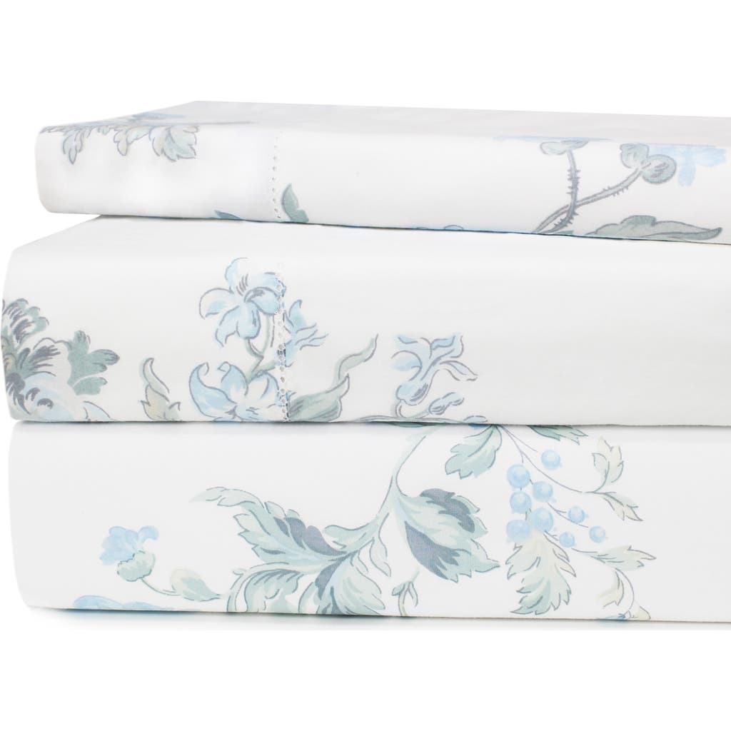 Melange Home Rose 200 Thread Count Percale Cotton Sheet Set In Blue