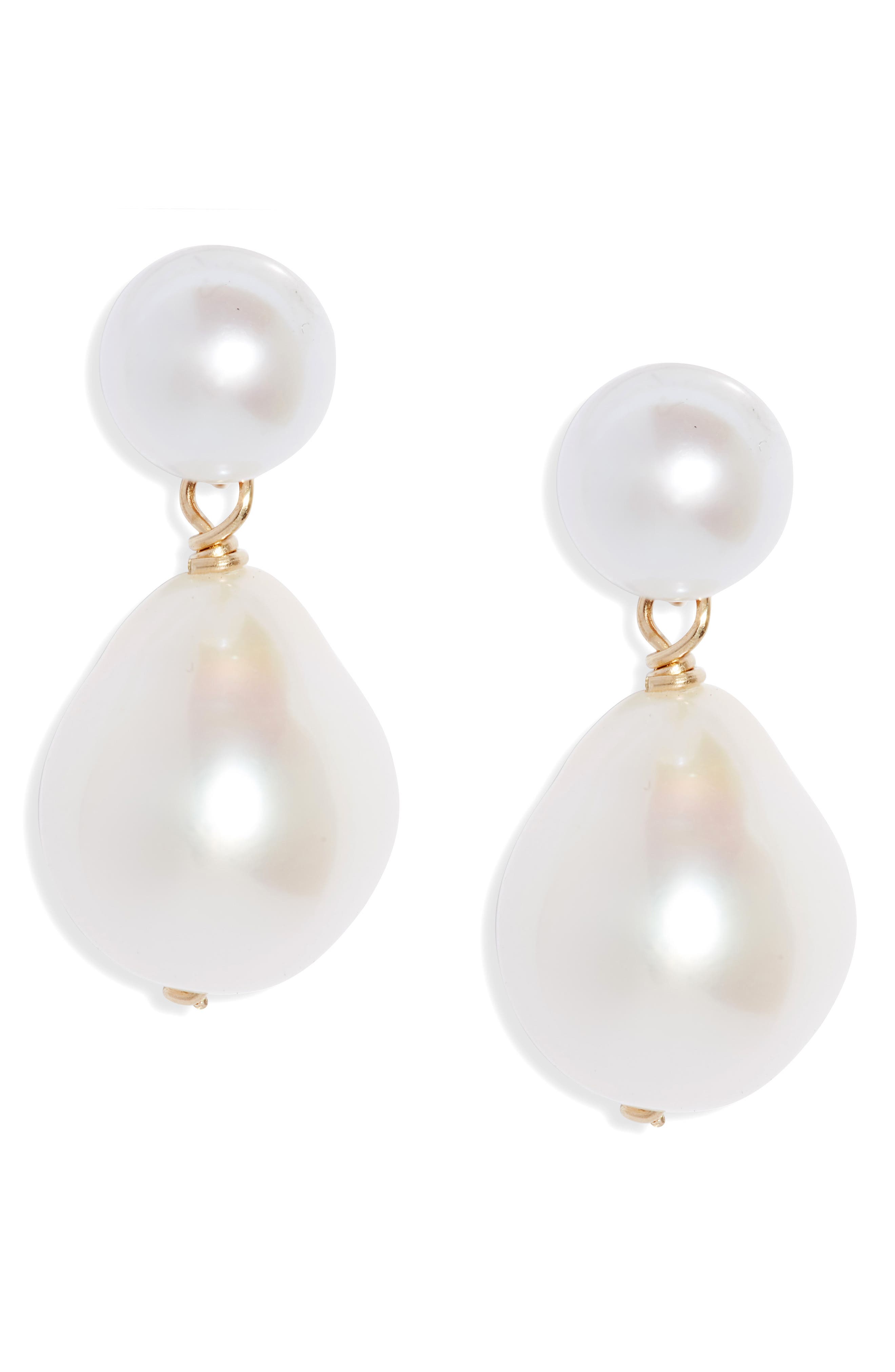 short drop pearl earrings