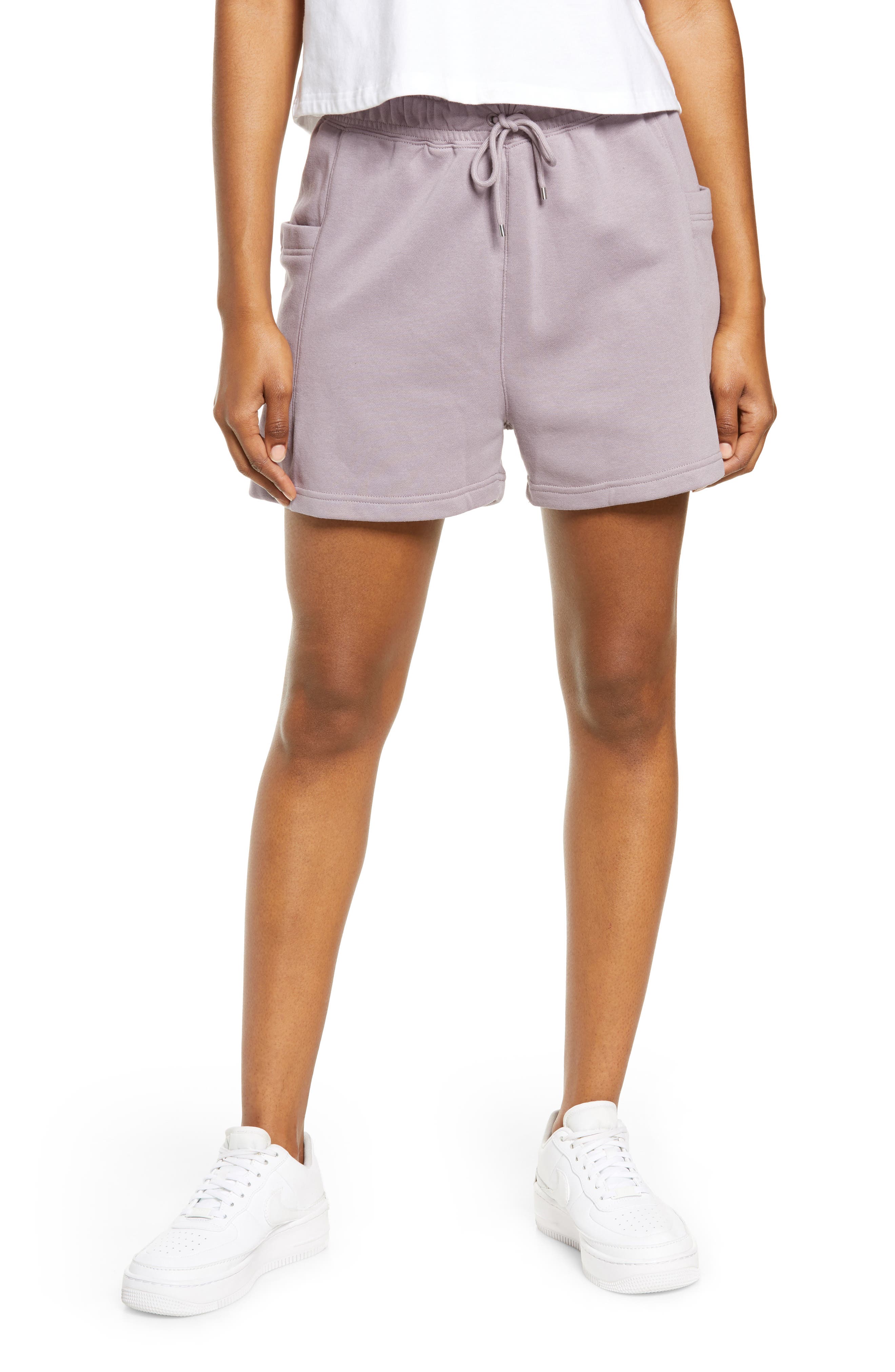 purple nike shorts fleece