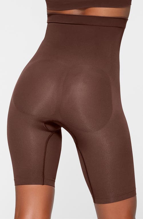 Skims High-waist Shine Shorts In Cocoa