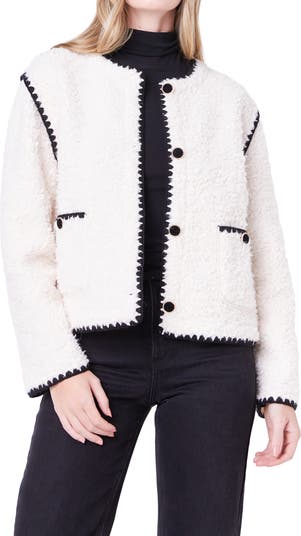 Contrast faux shearling nylon blend jacket