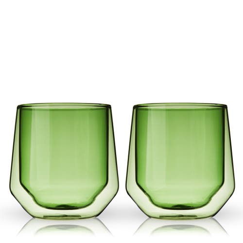 Viski Aurora Double Walled Tumblers Set Of 2 In Green