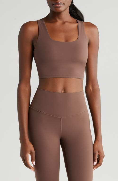 zella Studio Luxe Longline Twisted Sports Bra Brown Fawn at Nordstrom,