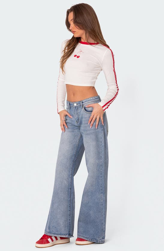 Edikted Women's Low Rise Wide Leg Jeans In Light-blue