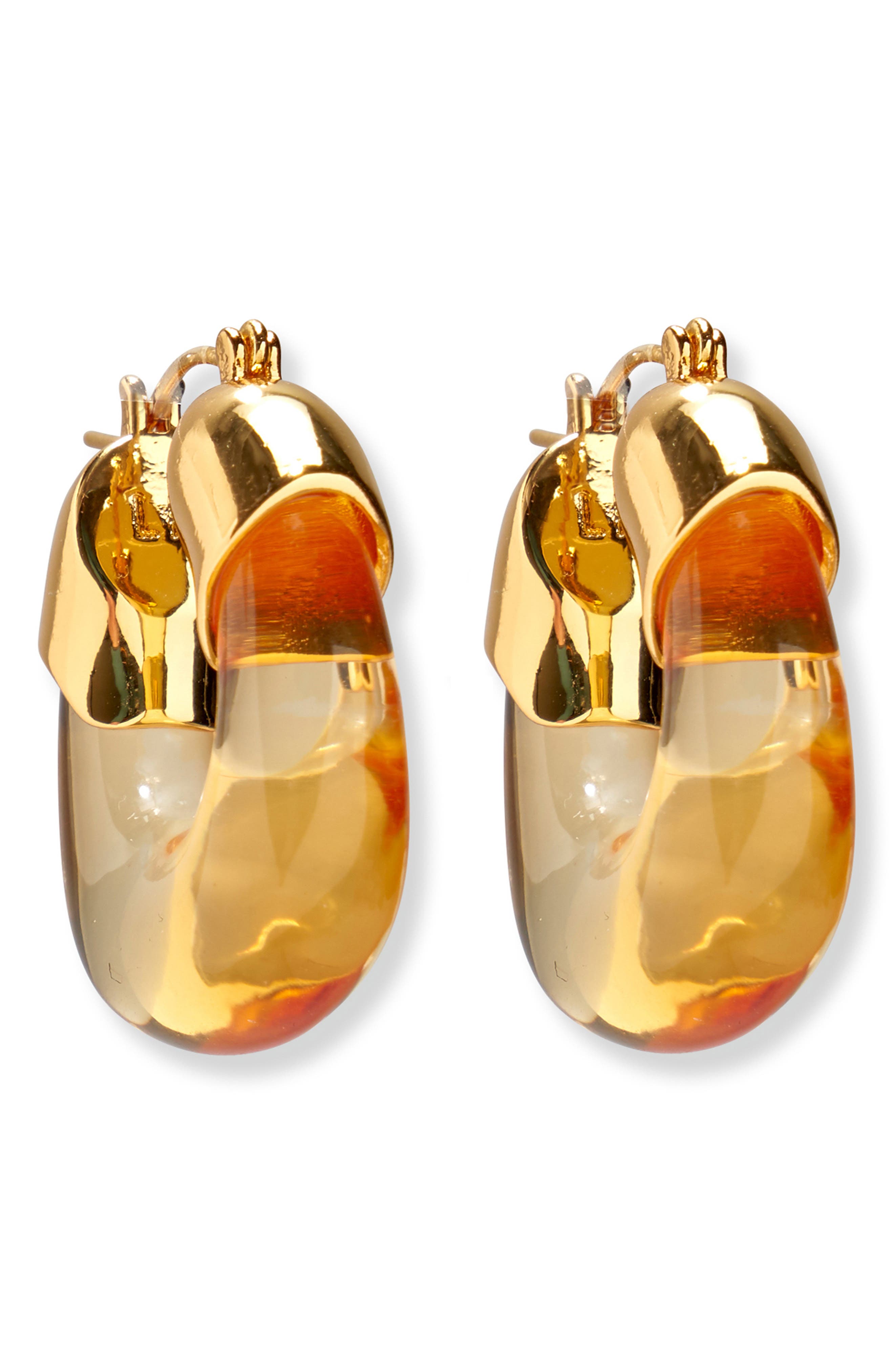 Lizzie Fortunato Mini Resin Hoop Earrings in Honey 
