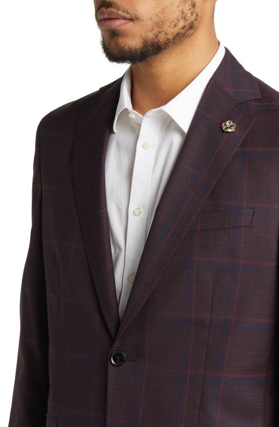 TED BAKER TED BAKER LONDON KARL SLIM FIT SOFT CONSTRUCTION PLAID WOOL SPORT COAT