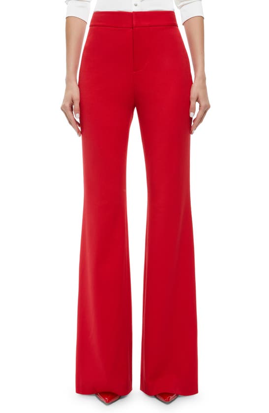 Alice And Olivia Deanna High Waist Flare Pants In Perfect Ruby