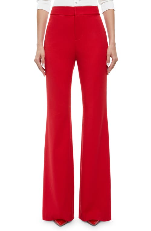 Alice + Olivia Deanna High Waist Flare Pants in Perfect Ruby