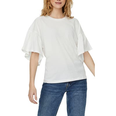 Vero Moda Heni Rebecca Ruffle Sleeve Top, White