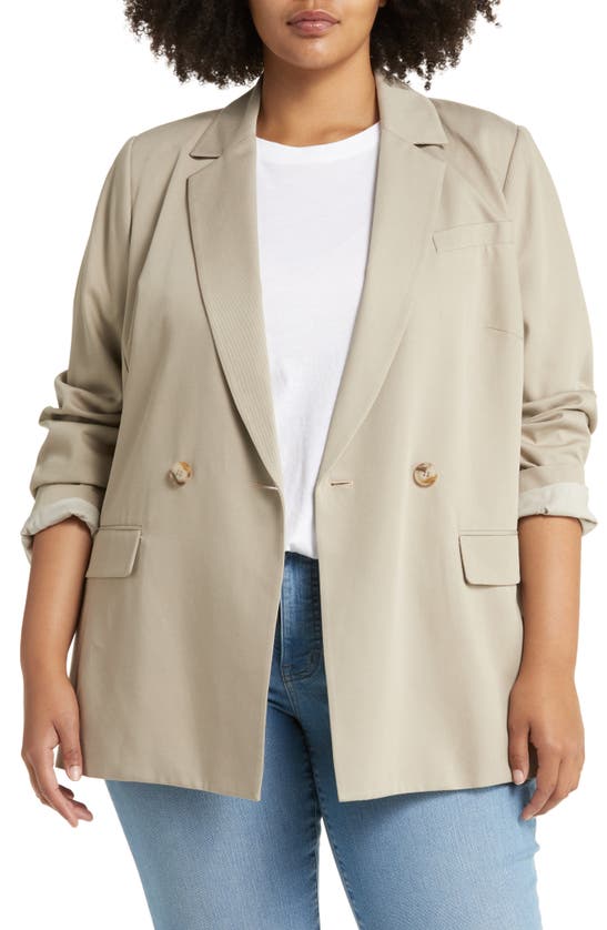 Shop Madewell Caldwell Double-breasted Blazer In Pumice