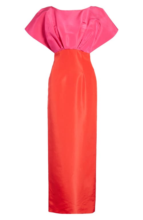 Carolina Herrera Fan Bodice Silk Column Gown in Cerise Pink Mul