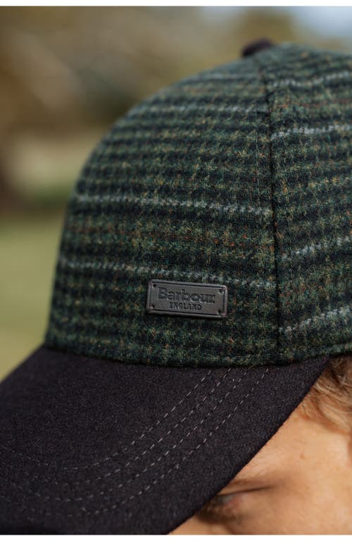 Shop Barbour Clyde Plaid Adjustable Tweed Baseball Cap In Brown/olive Plaid