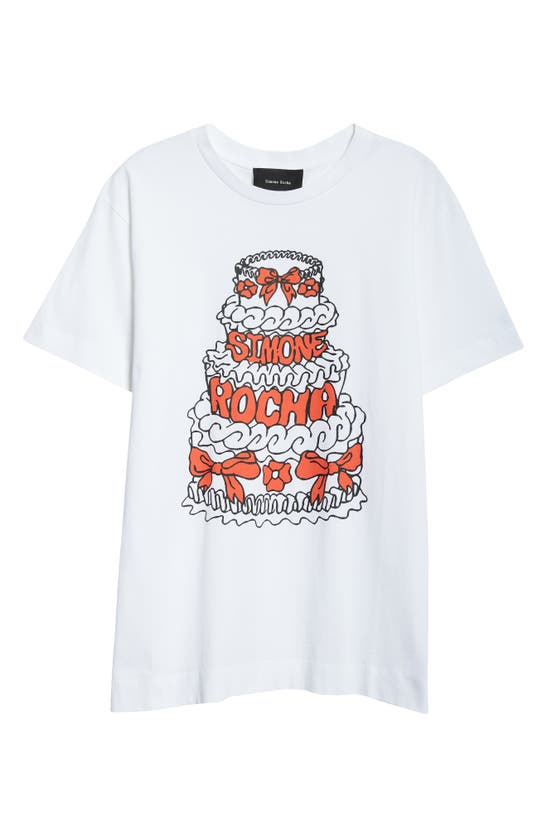 Shop Simone Rocha Cake Graphic T-shirt In White/ Black/ Red