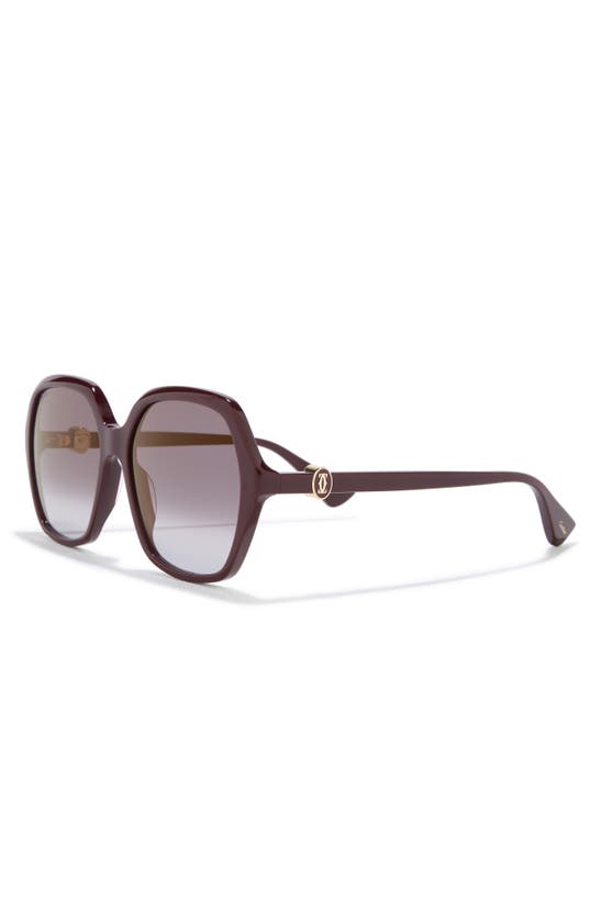 Shop Cartier 57mm Square Sunglasses In Burgundy